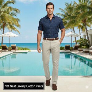 Nat Nast Luxury Originals Men 32x29 Chino Pant 4-Pocket 100% Cotton 2-tone Prepp
